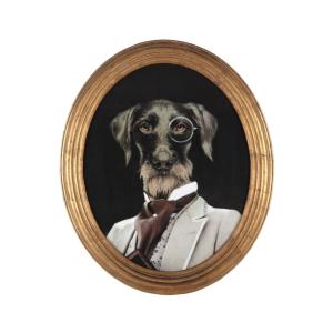 Tableau ovale portrait chien 53x64