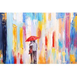 Tableau parapluie rouge imprimé sur toile 90x60 cm