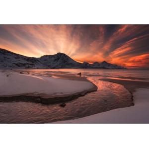 Tableau paysage coucher de soleil doré imprimé sur toile 90…