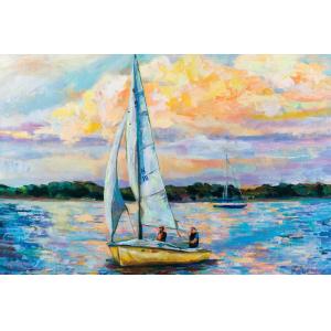 Tableau paysage mer voile du dimanche  imprimé sur toile 90…