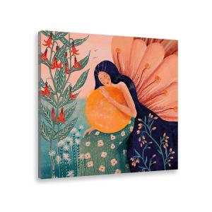 Tableau princesse aux fleurs toile imprimée 60x60cm