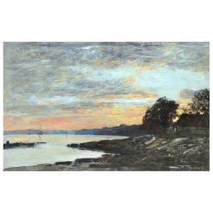 Tableau rade de Brest, baie de Camfrout Eugène Boudin 50x80…