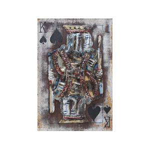Tableau relief en métal carte roi de pique 80x60