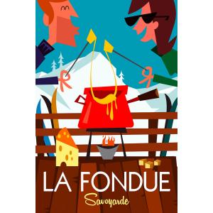 Tableau rétro la fondue savoyarde imprimé sur toile 40x60 c…