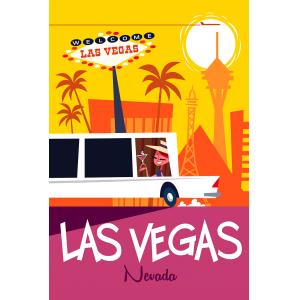 Tableau road trip à vegas imprimé sur toile 30x45 cm