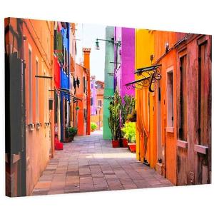 Tableau rue colorée 120 x 80 cm