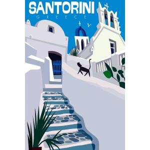 Tableau Santorini imprimé sur toile 40x60 cm