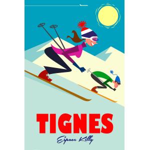 Tableau ski à tignes imprimé sur toile 30x45 cm