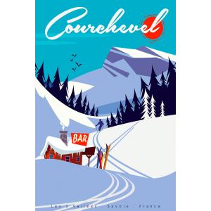 Tableau ski courchevel imprimé sur toile 40x60 cm