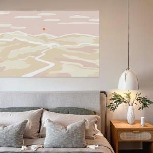 Tableau soleil couchant en toile imprimée, 90x60 cm