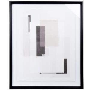 Tableau sous verre noir, blanc et beige 50x60