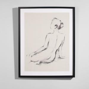 Tableau sous verre silhouette noire, blanche et grise 60x75