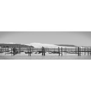 Tableau sur toile Arcachon noir et blanc 30x97