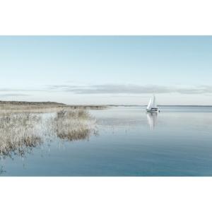 Tableau sur toile bateau sur le lac 45x65cm