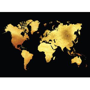 Tableau sur toile carte du monde or 50x70