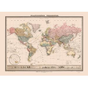 Tableau sur toile carte du monde vintage 50x70