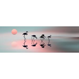 Tableau sur toile flamants roses 30x97