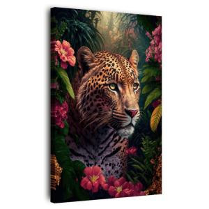 Tableau sur toile léopard fleuri 30x45