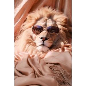 Tableau sur toile Lion chic avec lunettes 45x65