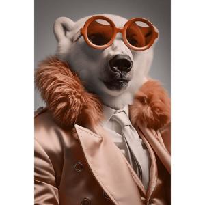 Tableau sur toile Ours polaire chic avec lunettes 30x45