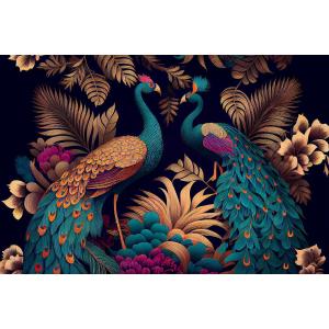 Tableau sur toile paons orientaux 30x45