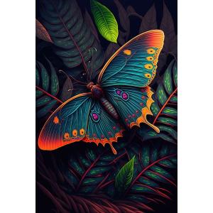 Tableau sur toile papillon néon 45x65