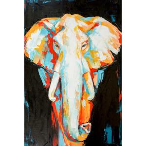 Tableau sur verre éléphant coloré 30x45 cm