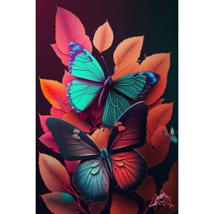 Tableau sur verre papillons fantaisie 45x65 cm