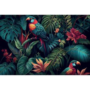 Tableau sur verre perroquets 45x65