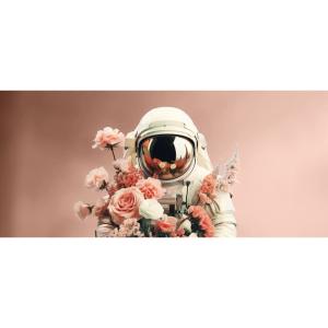 Tableau sur verre synthétique astronaute floral 65x145