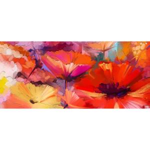 Tableau sur verre synthétique coquelicots 65x145
