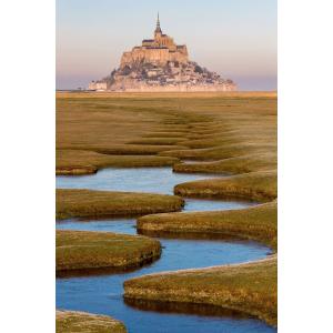 Tableau sur verre synthétique zizag Mont-Saint-Michel 65x97