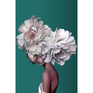 Tableau sur verre visage fleuri 45x65