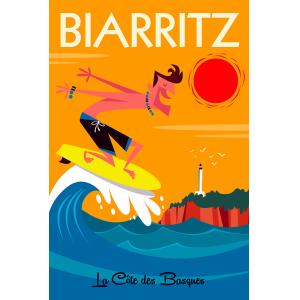 Tableau surf à biarritz imprimé sur toile 30x45 cm