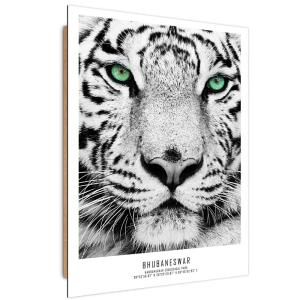 Tableau tigre blanc bois 80 x 120 cm