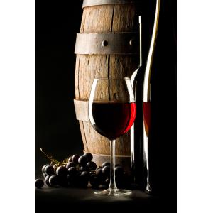 Tableau tonneau et verre de vin rouge imprimé sur toile 80x…