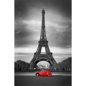 Tableau tour eiffel et voiture rouge imprimé sur toile 60x9…