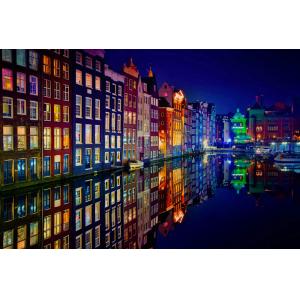 Tableau ville fenêtre d'Amsterdam imprimé sur toile 90x60 c…