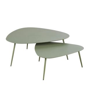 Tables basses en métal vert kaki (x2)