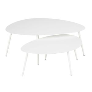 Tables basses gigognes de jardin en acier blanc