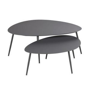 Tables basses gigognes de jardin en acier gris anthracite