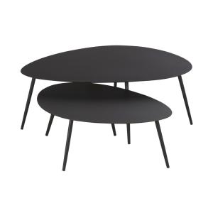 Tables basses gigognes de jardin en acier noir