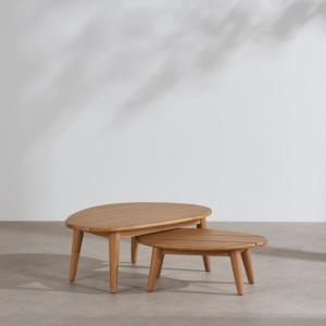 Tables basses gigognes de jardin en bois d'acacia