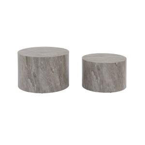 Tables basses rondes effet marbre gris (lot de 2)