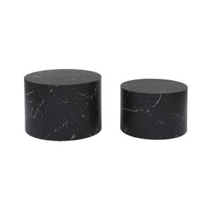 Tables basses rondes effet marbre noir (lot de 2)
