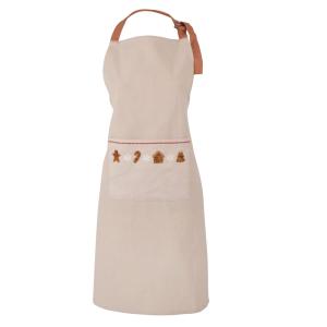 Tablier de cuisine en coton beige motifs de Noël marron