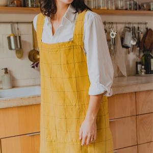 Tablier de cuisine en lin et coton Safran 70x79cm