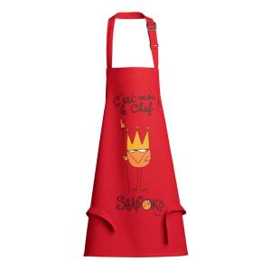 Tablier de cuisine enfant Shadok Roi Chef en coton rouge 52…