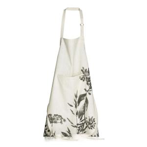 Tablier de cuisine Fleuri  en coton ombre 80 x 85 cm