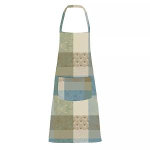 Tablier enduit pur coton bleu 75x85 cm
